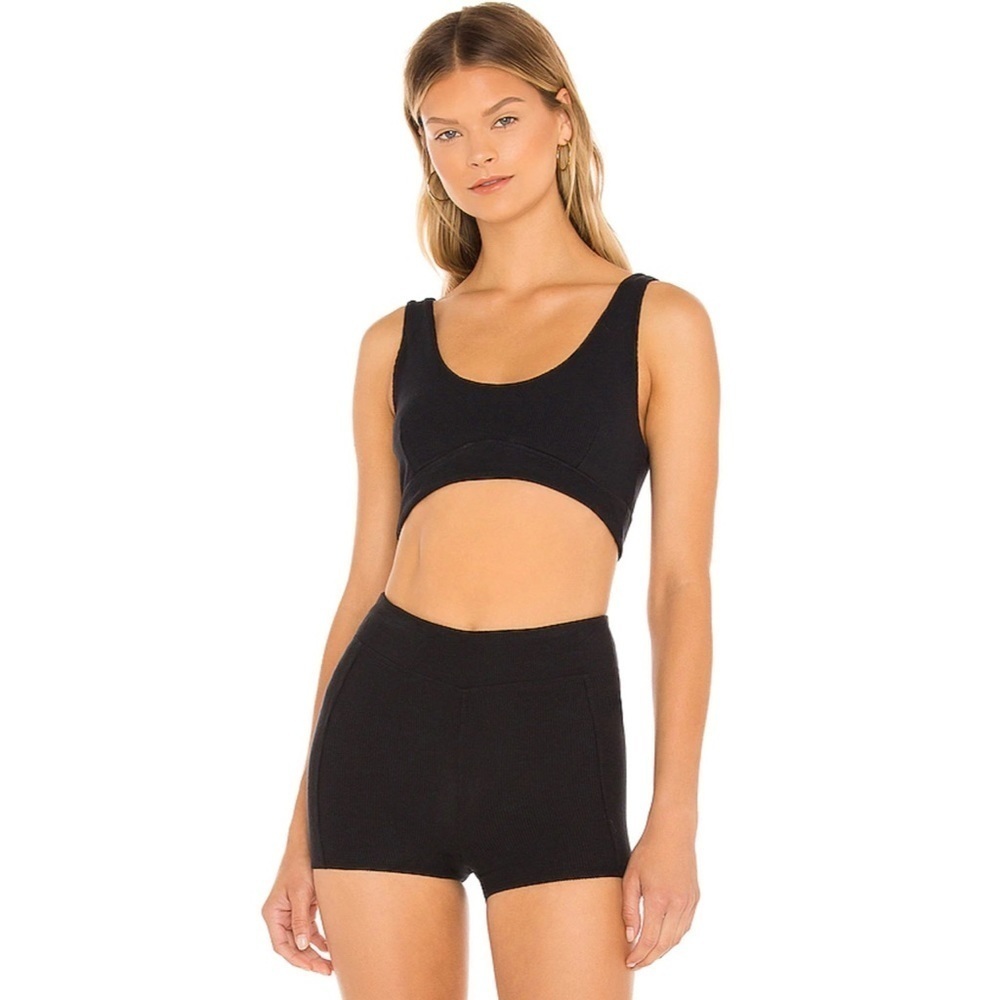 Free People SET Black Issa Lifestyle Boy Shorts And Bralette Size Large NWT - Picture 2 of 6